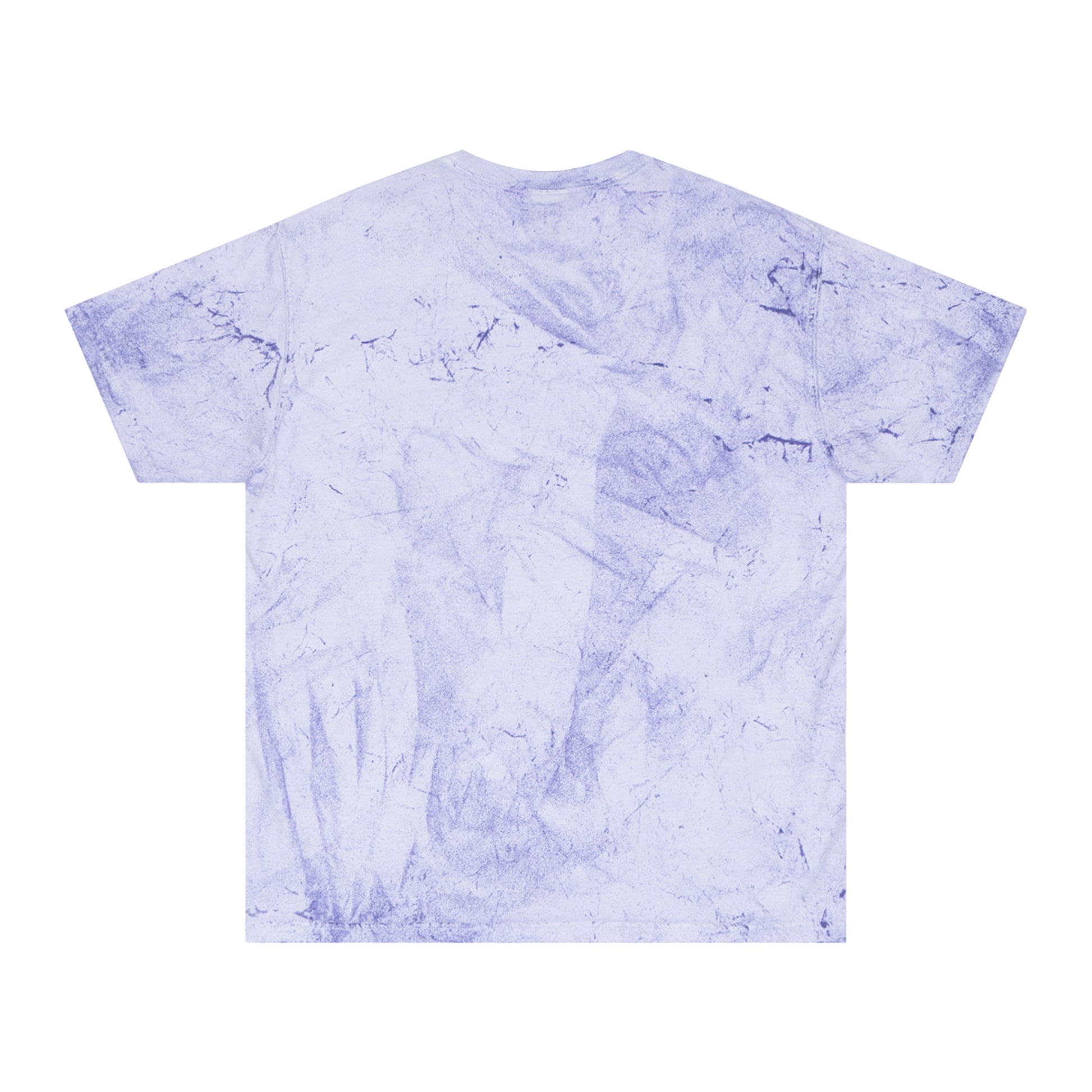 Back of the color blast t shirt in amethyst.