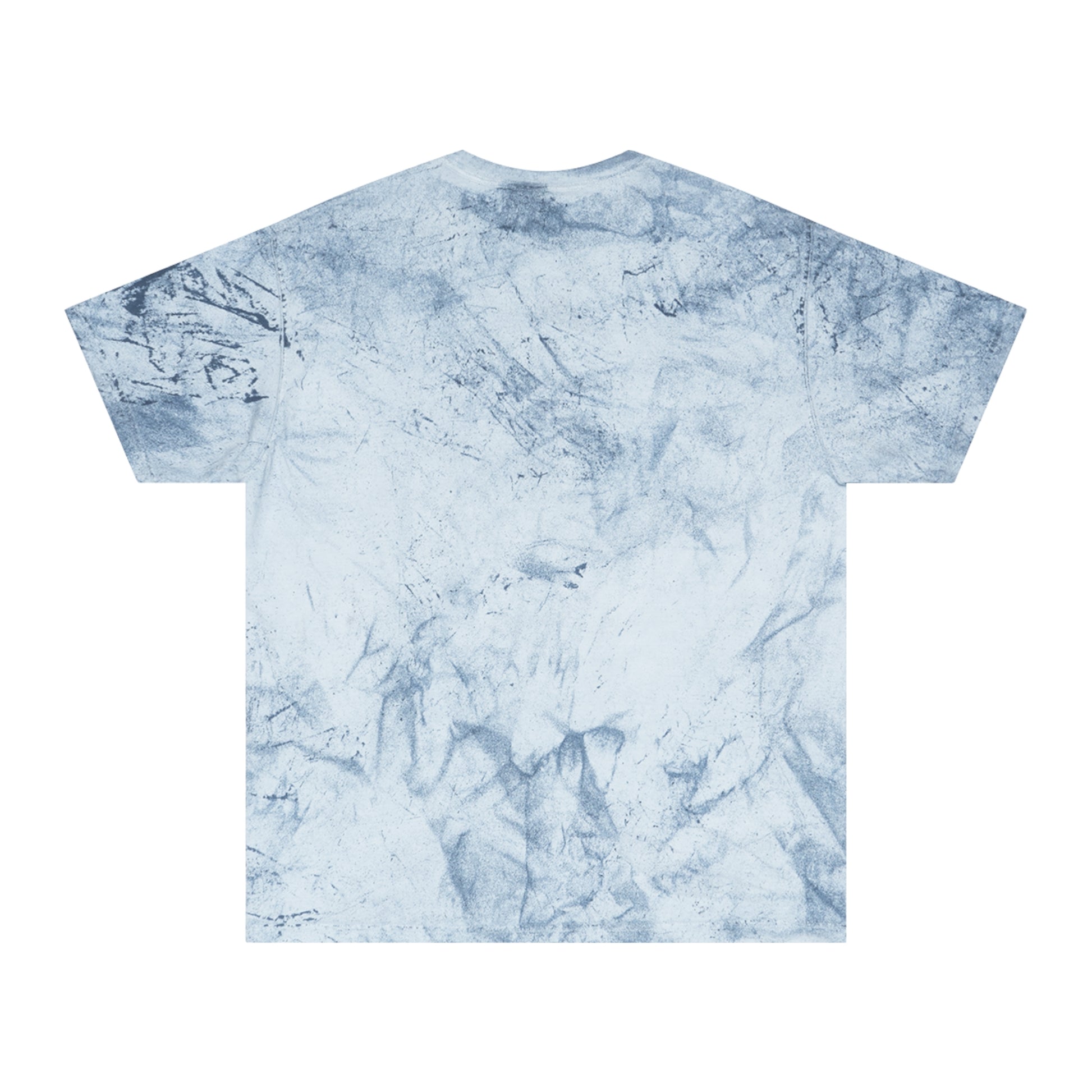 Back of the color blast t shirt in ocean.